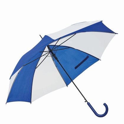 Stockschirm Herren Damen Stabil blau weiß Regenschirm Automatik mit Metallstock - Metallspeichen stabil maritimer Look Ø103 cm Spannweite 89 cm Länge leicht 0,35 kg