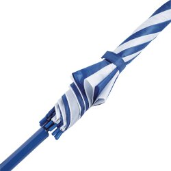 Automatik Regenschirm blau weiß Stockschirm Metallstock Metallspeichen stabil maritimer Look Ø103 cm Spannweite 89 cm Länge leicht 0,35 kg