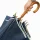 Stockschirm Automatik Regenschirm Ø103 cm Holzgriff Holz-Rundhakengriff Holztipse 89 cm Länge 60 cm Metallspeichen marineblau beige