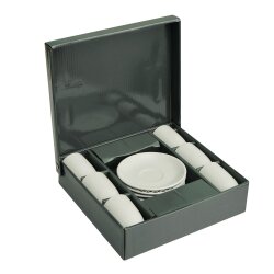 Espresso Tassen Set 6er mit Untertassen Weiß...