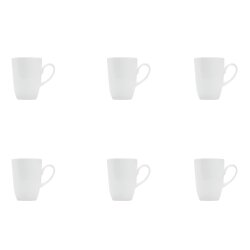 Espresso Tassen Set 6er mit Untertassen Weiß Dickwandig Espressotassen Höhe 7,1 cm - Füllmenge ca 80 ml