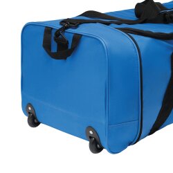 Faltbare Reisetasche 88L mit Rollen für Damen und Herren, großer Weekender als Trolley nutzbar, leichte und platzsparende Gepäcktasche in Blau