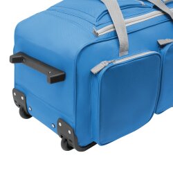 Trolley Reisetasche mit Gleitschienen für Treppen, große Rolltasche mit 2 Rollen und 8 Fächern, geräumiges Reisegepäck, 67 Liter, Blau