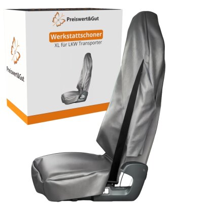 Kunstleder Sitzbezug als Werkstattschoner für Fahrersitz – universeller Sitzschutz mit Kopfstützenabdeckung und Gurtschlitz – geeignet für LKW Transporter und Wohnmobil