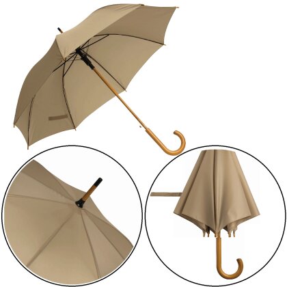 Stockschirm Holzgriff Ø103 cm Automatik Damen Herren Tango Regenschirm 0,41 Beige