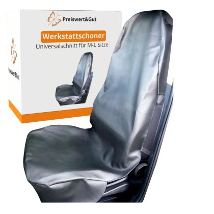 Autositzbezug vorne als Werkstattschoner 200×70×57cm – Autositzschoner mit starkem Gummizug – Sitzschoner Auto aus Kunstleder – wasserabweisend – Seitenairbag geeignet – Gr M - L