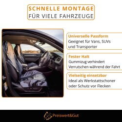 Sitzbezug Kunstleder Auto M L – wasserabweisender Werkstattschoner universelle Passform Schutz vor Öl Schmutz Flecken mit Kopfstützenabdeckung reißfest robust