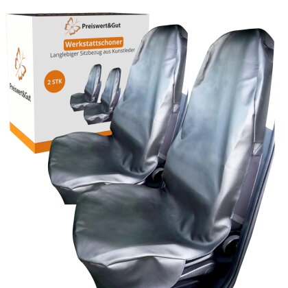 2x Autositzschoner Kunstleder Universal schwarz für Vordersitze 200x70x57 cm Sitzschoner Auto Werkstattschoner ölbeständig wasserabweisend M–L Seitenairbag frei