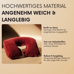 AS Aufblasbares Kissen Reisekissen Nackenkissen Luftkissen Campingkissen Auto Rot AS