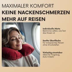 AS Aufblasbares Kissen Reisekissen Nackenkissen Luftkissen Campingkissen Auto Rot AS