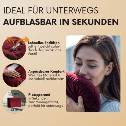 AS Aufblasbares Kissen Reisekissen Nackenkissen Luftkissen Campingkissen Auto Rot AS
