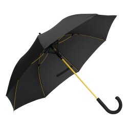 Stockschirm Automatik 103cm Damen, Herren Schwarz- Gelb Öffnung per Knopfdruck