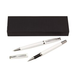 Schreibset Rollball und Kugelschreiber Alu Etui Schreibgeräte schwarzschreibend