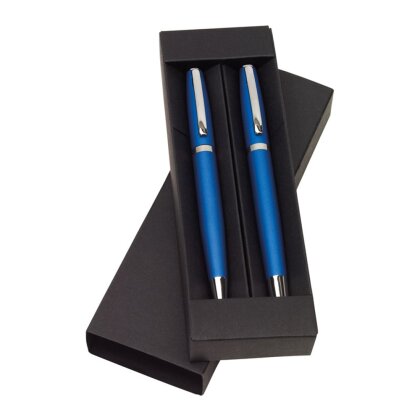 Schreibset Edel Kugelschreiber Geschenkeset Rollball schwarzschreibend Farbe blau