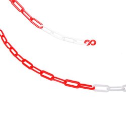 Absperrband 5M Absperrung Ø5,5mm Parkplatzsperre Sperrkette + Haken Plastikkette Rot-Weiß