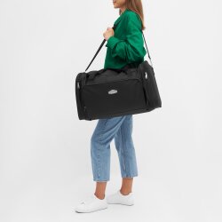 Reisetasche XL 58x28x33 cm Laser Plus schwarz mit Reißverschluss Hauptfach zwei Seitentaschen gepolsterten Tragegriffen verstellbarem Schultergurt 48 Liter Sport Reise Wochenendtasche