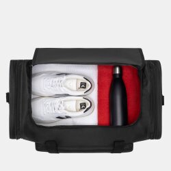 Reisetasche XL 58x28x33 cm Laser Plus schwarz mit Reißverschluss Hauptfach zwei Seitentaschen gepolsterten Tragegriffen verstellbarem Schultergurt 48 Liter Sport Reise Wochenendtasche