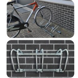 AS Fahrradständer für 3 Fahrräder, Robuste Fahrradhalterung aus Stahl für Boden und Wandmontage, Stabiler Radständer für Reifen bis 55mm AS
