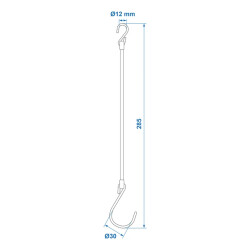 15x Bordwandverschluss Anhänger mit Haken 27 cm  Sicherungsschnur Schwarz