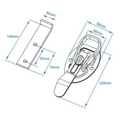 4x Boardwandverschluss Anhänger 220x88mm verzinkt mit Gegenstück 766 Gramm