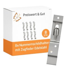 8x Nummernschildhalter Auto mit Zugfeder Edelstahl...