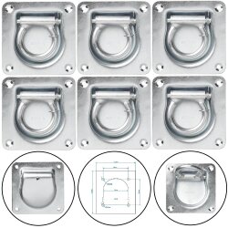 6 x Zurr-Ring 132x142 Zurröse 800daN Zurrmulde Lochabstand 85x85 Einbauzurrmulde