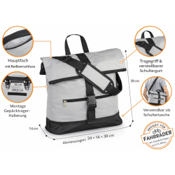 Fahrradtasche Gepäckträger einzeln grau schwarz...