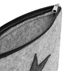 2x Kulturtasche Damen oder Kulturbeutel Herren aus Filz mit Stern 25x17,5 cm – vielseitig als Federmäppchen nutzbar oder auch als Kosmetiktasche groß, Schminktasche Grau
