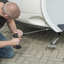 AS Akkuschrauber-Aufsatz 19 mm Nuss – Verlängerung 44 cm für Kurbelstützen am Wohnwagen / Anhänger – stabiler Stahl-Adapter für Ausdrehstützen – erleichtert das Anheben & Absenken AS