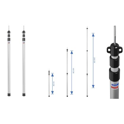 2x Teleskop Zeltstange 93 bis 230 cm Vorzeltstange aus Alu Vor Zelt Stange