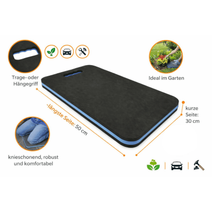 AS Knieschoner Garten und Auto 50x30cm – Kniekissen Werkstatt knieschonend, Knieschutz Öl- und Benzin-resistent mit Hängegriff Kniebrett AS
