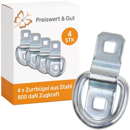 4x Zurrbügel aus Stahl für Ladungssicherung – 800 daN Zugkraft, 58 x 60 mm D-Ring, 180g pro Stück – Ideal für Lkw und Anhänger
