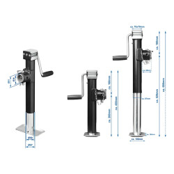 Anhängerstütze 420–680 mm 2 Stück Stahl verzinkt pulverbeschichtet 1000 kg pro Stück Kurbelstütze mit Handkurbel manuell für PKW Anhänger Trailer Stillstand