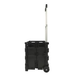 Einkauf Trolley klappbar Klappbox Einkaufwagen Kiste mit Rollen Kunststoff Schwarz faltbar 380x360x300 mm bis 25kg Traglast platzsparend zusammenklappbar Transporthilfe