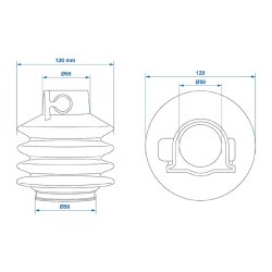 Faltenbalg Durchmesser 120 mm Schutz Gummi Balg Manschette für Anhänger Deichsel