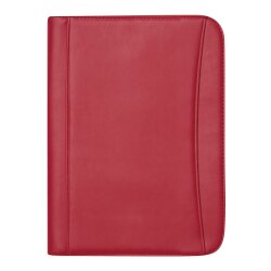 Schreibmappe A4 mit Reißverschluss – Konferenzmappe aus Kunstleder mit Einschubfach, Schreibblock, Taschenrechner, 34x26x3cm Rot