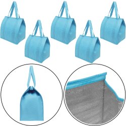 5 x Kühltasche Groß Einkaufstasche 35x25x38 Reißverschluss Stoffbeutel Hellblau