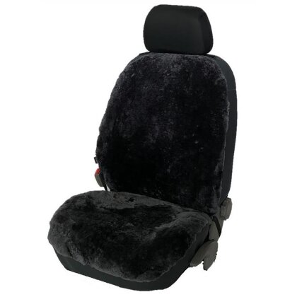Vollbezug Lammfell Textilumrandung Sitzbezug auch Sitzheizung geeignet Anthrazit