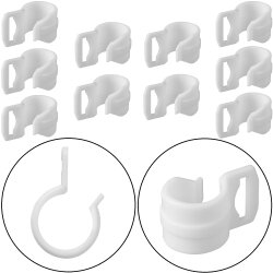 AS 10x Zelt-Clip Kunststoffhaken Ø 20–25 mm C-Clips für Camping Vorzelt Zeltstangen Weiß für Zeltgestänge als Zeltzubehör AS