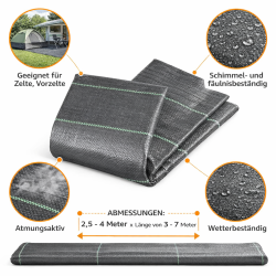 Bodenschutzplane Vorzelt 2,5-4M x 3-7M – Zelt Bodenplane für Bodenschutz beim Camping Vorzeltteppich Plane für Wohnwagen