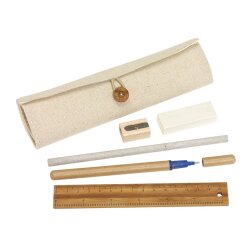 Schreibset, Kugelschreiber, Radiergummi, Holz-Anspitzer, Bleistift, Lineal BWI