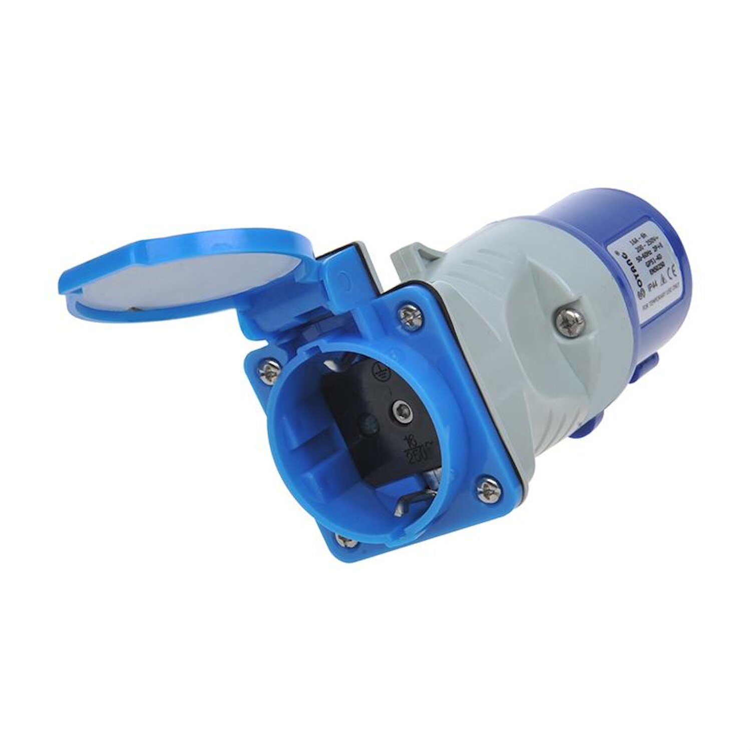 Adapterkabel Schutzkontakt-Stecker auf CEE-Kuppl. 230 V/16 A (blau