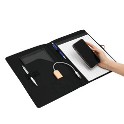 Konferenzmappe A4 Schreibblock Verschlussband Grau Schreibmappe Dokumentenmappe