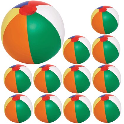 AS 12x Bunter Wasserball für Kinder und Erwachsene – Regenbogenfarben, 26 cm Durchmesser, PVC, phthalatfrei, perfekt für Pool- und Strandspiele AS