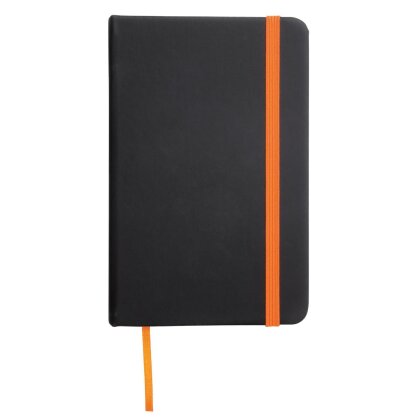 Pocket Notizbuch DIN A5 80 Blätter integriertes Lesezeichen orange / schwarz BWI