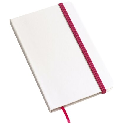 Weißes Notizbuch liniert DIN A6 Schule Büro Notizen 80 Seiten pink/weiß BWI