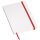 Weißes Notizbuch liniert DIN A6 Schule Büro Notizen 80 Seiten rot/weiß BWI