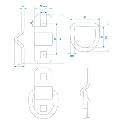 6x Zurrösen für Anhänger 58x60 mm Zugkraft 800daN Verzurrösen verzinkt für Ladungssicherung