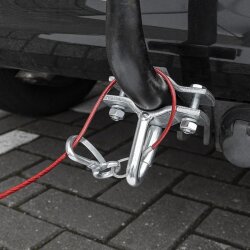 Abreißseil L 1,5m mit Hollandöse mit Feder 12 x 10 x 4 cm aus Verzinktem Stahl für die Anhängerkupplung zur Absturzsicherung Anhänger Zubehör