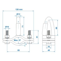 Abreißseil L 1,5m mit Hollandöse mit Feder 12 x 10 x 4 cm aus Verzinktem Stahl für die Anhängerkupplung zur Absturzsicherung Anhänger Zubehör